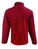 A red half zip polar fleece pullover with long sleeves and a high collar, featuring a logo on the back.