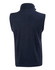 A navy blue adult's polar fleece vest featuring a high collar and sleeveless design. Includes a logo on the back.