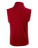 A red adult's polar fleece vest with a high collar, featuring an understated design and no sleeves.
