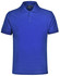 A unisex polo shirt in a vibrant blue colour, featuring a collar and a single logo.