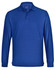 A blue unisex long sleeve polo shirt made from poly/cotton, featuring a collar and a logo.