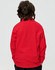 A red long sleeve polo shirt for kids, featuring a collar and a plain back design. The shirt has a logo.