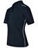 A navy polo shirt for ladies featuring contrast piping and a branded logo.