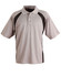 A grey and black men's polo shirt with short sleeves and a collar. It features a logo on the front.