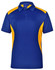 A blue and yellow Men's Winner Polo shirt with a collared neck and short sleeves, featuring a logo on the front.