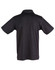 A black men's polo shirt displaying a classic design with short sleeves and a collared neckline. It features a logo.