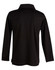A black long sleeve polo shirt with a collar and a back view. It features a logo.