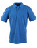 A blue Men's Longbeach Polo with a classic collar and short sleeves, featuring a logo.