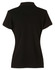 A black ladies' polo shirt with a classic collar and short sleeves, featuring a logo on the front.