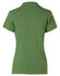 A green ladies' polo shirt featuring a collar and a logo on the back.