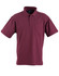 A maroon short sleeve polo shirt featuring a pocket and a logo.
