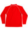 A red long-sleeve polo shirt with a raglan design and contrasting white piping. It has a branded logo.