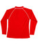 A red ladies' long-sleeve polo shirt featuring a raglan design and a branded logo.