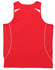 A red men's singlet with white accents and a logo. The back features a mesh design.