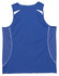 A blue men's singlet featuring a mesh design with white detailing and a logo on the back.