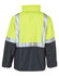 A Hi-Vis safety jacket in fluorescent yellow and black, featuring reflective 3M tape on the back.