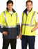 Hi-Vis three-in-one safety jacket in yellow and navy, featuring reflective 3M tapes, worn by two male models.