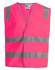 A bright pink safety vest featuring silver reflective tapes, designed for high visibility. It has a simple, open-front design.