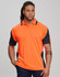 A bright orange safety polo shirt with navy accents, featuring a pocket and logo. Ideal for workwear.