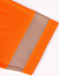 An orange polo shirt featuring segmented reflective detailing along the sleeve. It has a logo on the fabric.