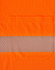 An orange safety polo shirt featuring a reflective stripe and a pocket on the front.