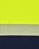 A segmented fabric featuring bright yellow and navy colours with reflective grey stripes across the design.
