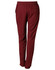 Maroon kid's track pants with an elastic waistband and pockets, featuring a logo on the back.