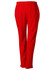Red kid's track pants with an elastic waistband and a single back pocket, featuring a logo.