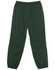 A pair of green track pants with an elastic waistband and a single pocket at the back. Features a brand logo.