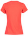 A back view of a Ladies' Cooldry Stretch Tee in bright coral, featuring a mesh panel and a logo.