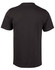 A black men's cotton semi-fitted t-shirt, featuring short sleeves and a simple design, with a logo on the back.
