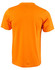 An orange semi-fitted T-shirt for kids with short sleeves and a plain back. It features a logo.