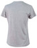A grey ladies' cotton semi-fitted tee with short sleeves and a round neckline, featuring a logo on the back.