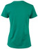 A green ladies' cotton semi-fitted tee with a crew neck design and short sleeves. It features a logo on the back.