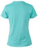 A teal ladies' cotton semi-fitted tee with a short sleeve design and a smooth back. Features a logo.