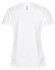 A white short-sleeve performance T-shirt with a sleek design and a logo on the back.