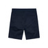 A pair of navy blue dress shorts featuring back pockets and a clean design. The shorts have a branded logo.