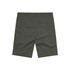 Plain shorts in dark green with a smooth finish and two back pockets. Features a logo.
