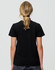 A black ladies' premium cotton T-shirt viewed from the back. The shirt has a fitted design and short sleeves.