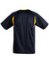 A dark navy adults' soccer jersey with yellow accents and a plain back design. It features a logo on the front.
