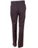 Dark grey men's permanent press slacks, featuring a straight-leg cut and back pockets. The pants have a sleek appearance.