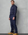 Men's navy cotton drill cargo pants with knee pads, featuring two front pockets and a logo on the waistband.