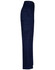 Navy work pants featuring multiple side pockets and a long fit design. Includes a branding logo.