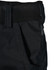 Rip-stop poly/cotton stretch work shorts in black with elastic waistband and side pockets, featuring a logo.