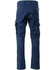 Navy unisex cotton stretch ripstop work pants with multiple pockets and a logo on the back.