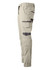 Unisex cotton stretch drill cuffed work pants in beige with contrasting grey accents and pockets.