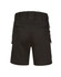 Unisex black cotton stretch drill work shorts featuring a rear view with multiple pockets and an elastic waistband.