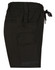 Unisex cotton stretch drill shorts in black, featuring a side pocket and an elasticised waist with a drawstring.