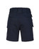 Unisex cotton stretch drill work shorts in navy, featuring multiple pockets and an elastic waistband.