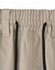 A pair of beige unisex cotton stretch drill work shorts featuring an elastic waistband and black drawstring.